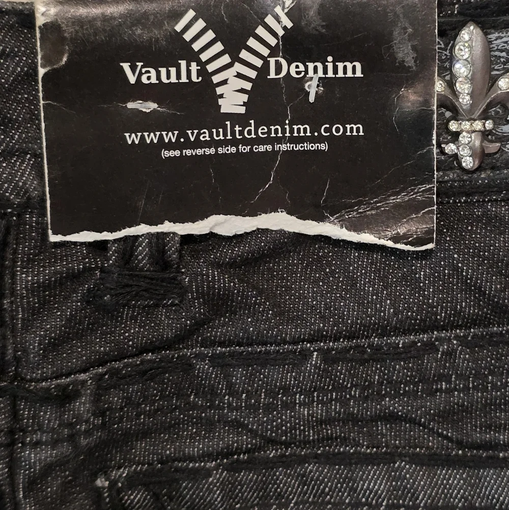 Laguna Beach‎ Vault Black Straight Leg Jeans Fleur De Lis Embellished Y2K NWT